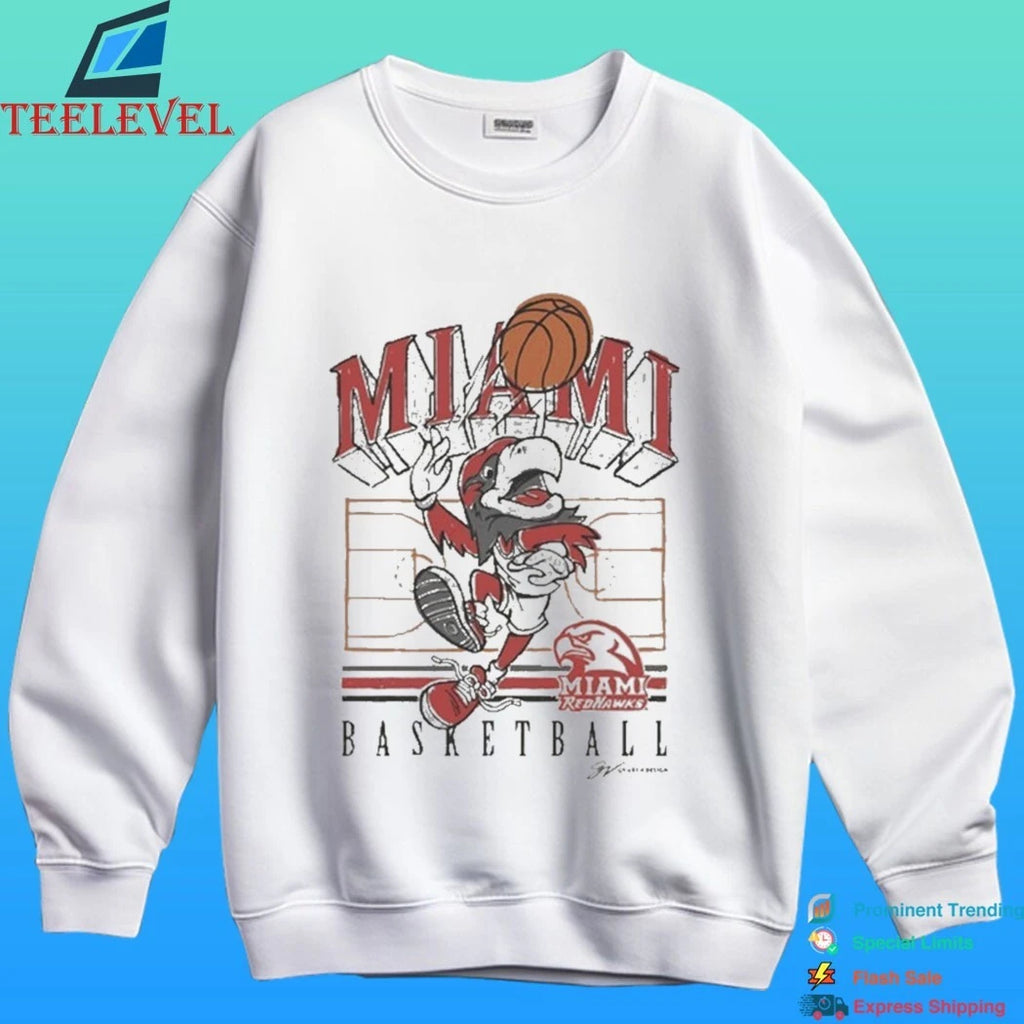 Miami Redhawk Basketball Mascot Cartoon 2026 Shirt