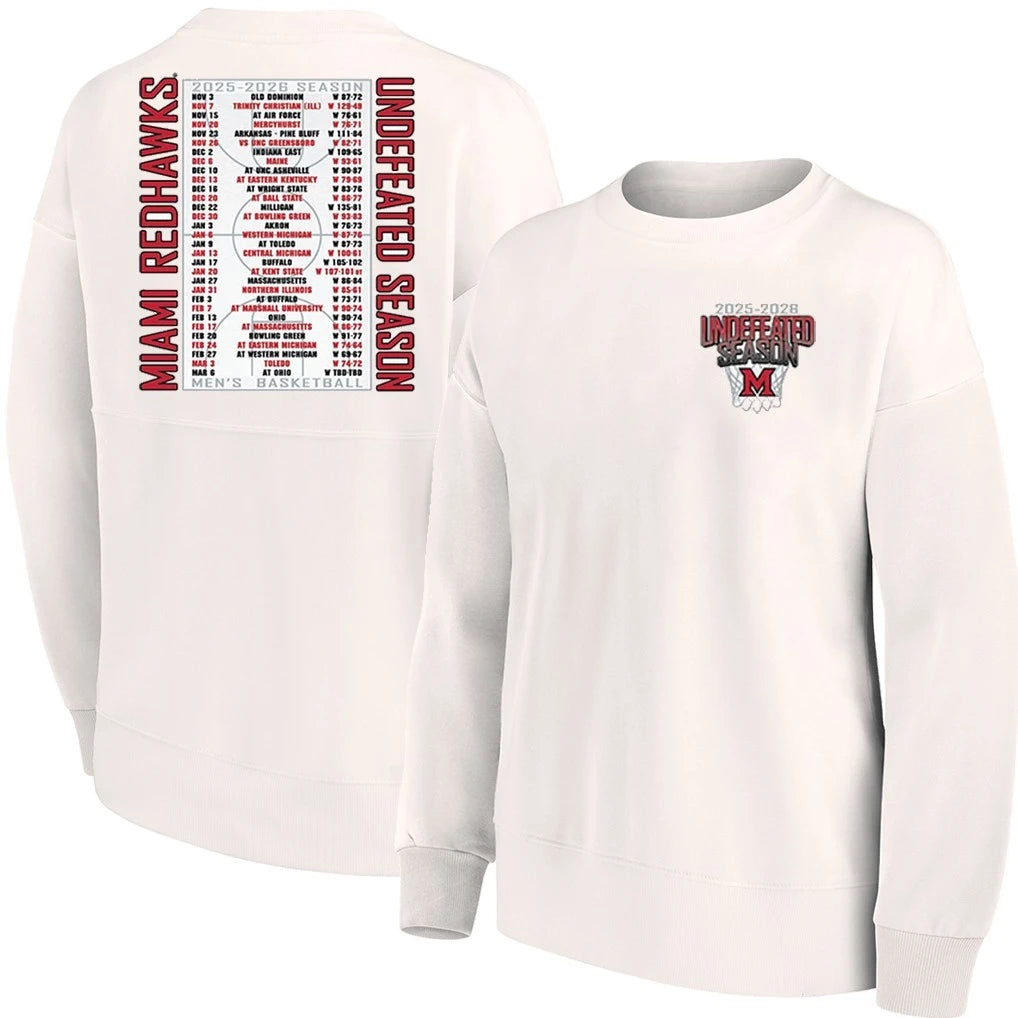 Miami RedHawks 2025-2026 Men’s Basketball Undefeated Season Schedule T-Shirt