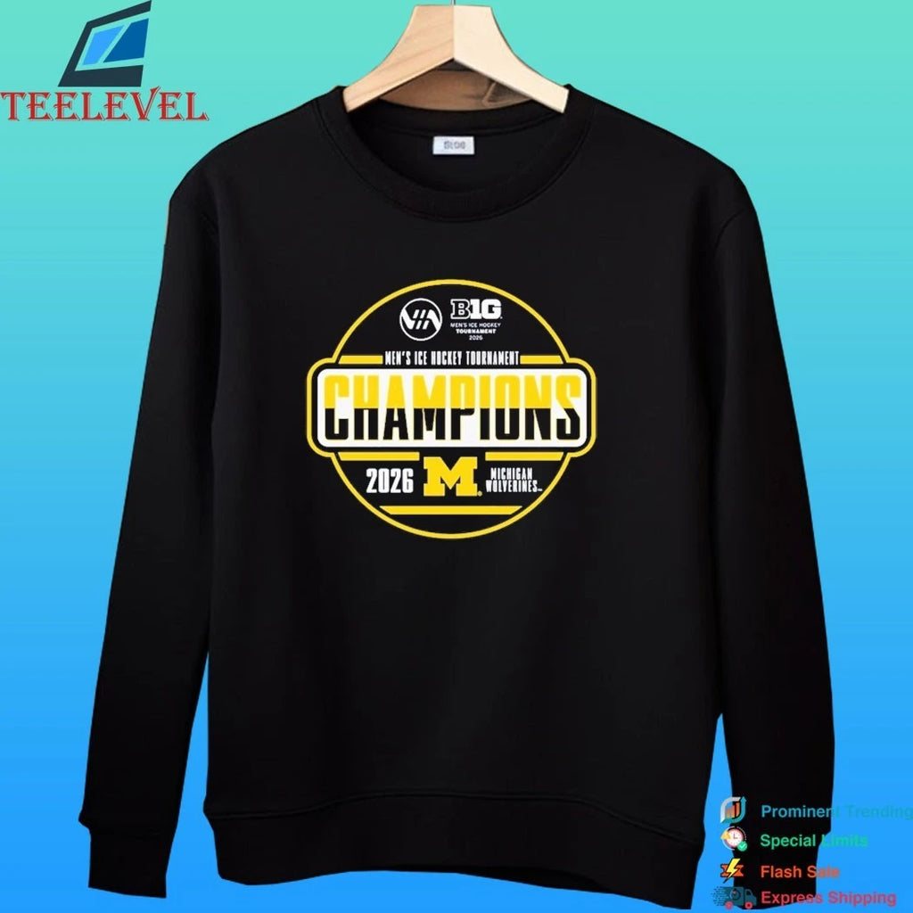 Michigan Wolverines 2026 Big Ten Men’s Ice Hockey Tournament Champions Locker Room Shirt