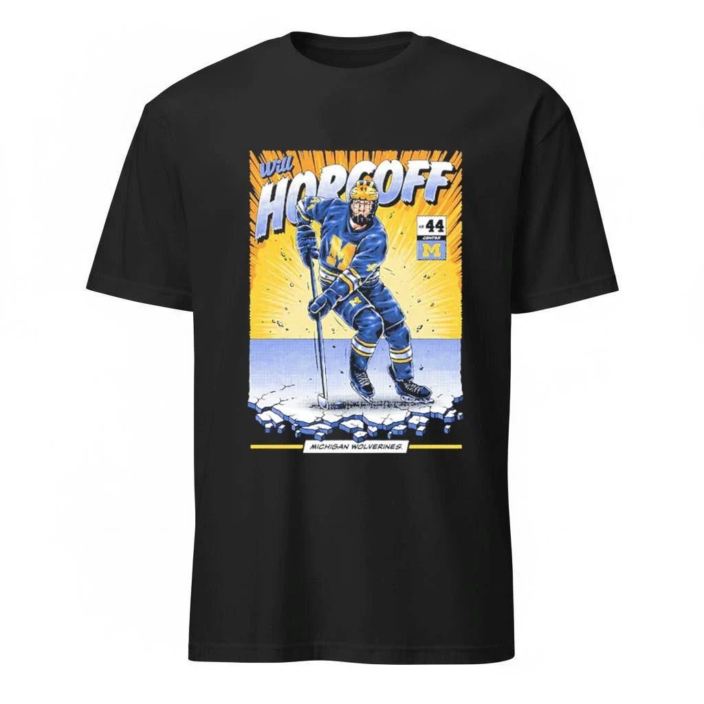 Michigan Wolverines Men’s Hockey Will Horcoff Student Athlete Comic Shirt