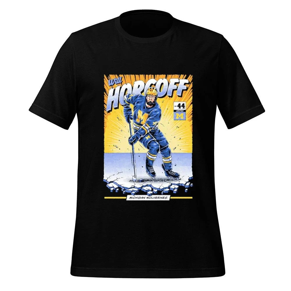 Michigan Wolverines Men’s Hockey Will Horcoff Student Athlete Comic Shirt