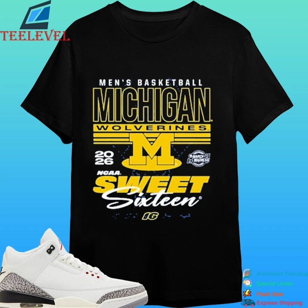 Michigan Wolverines Something Inked 2026 Ncaa March Madness Sweet 16 Bound Net Shirt