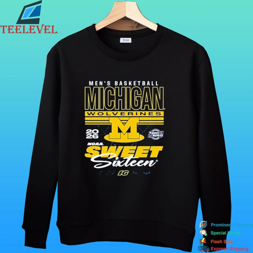 Michigan Wolverines Something Inked 2026 Ncaa March Madness Sweet 16 Bound Net Shirt