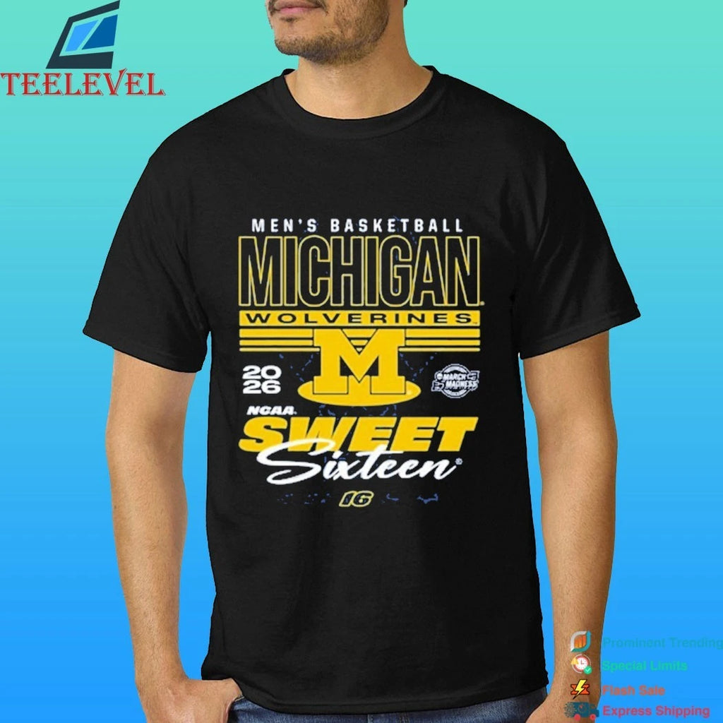 Michigan Wolverines Something Inked 2026 Ncaa March Madness Sweet 16 Bound Net Shirt