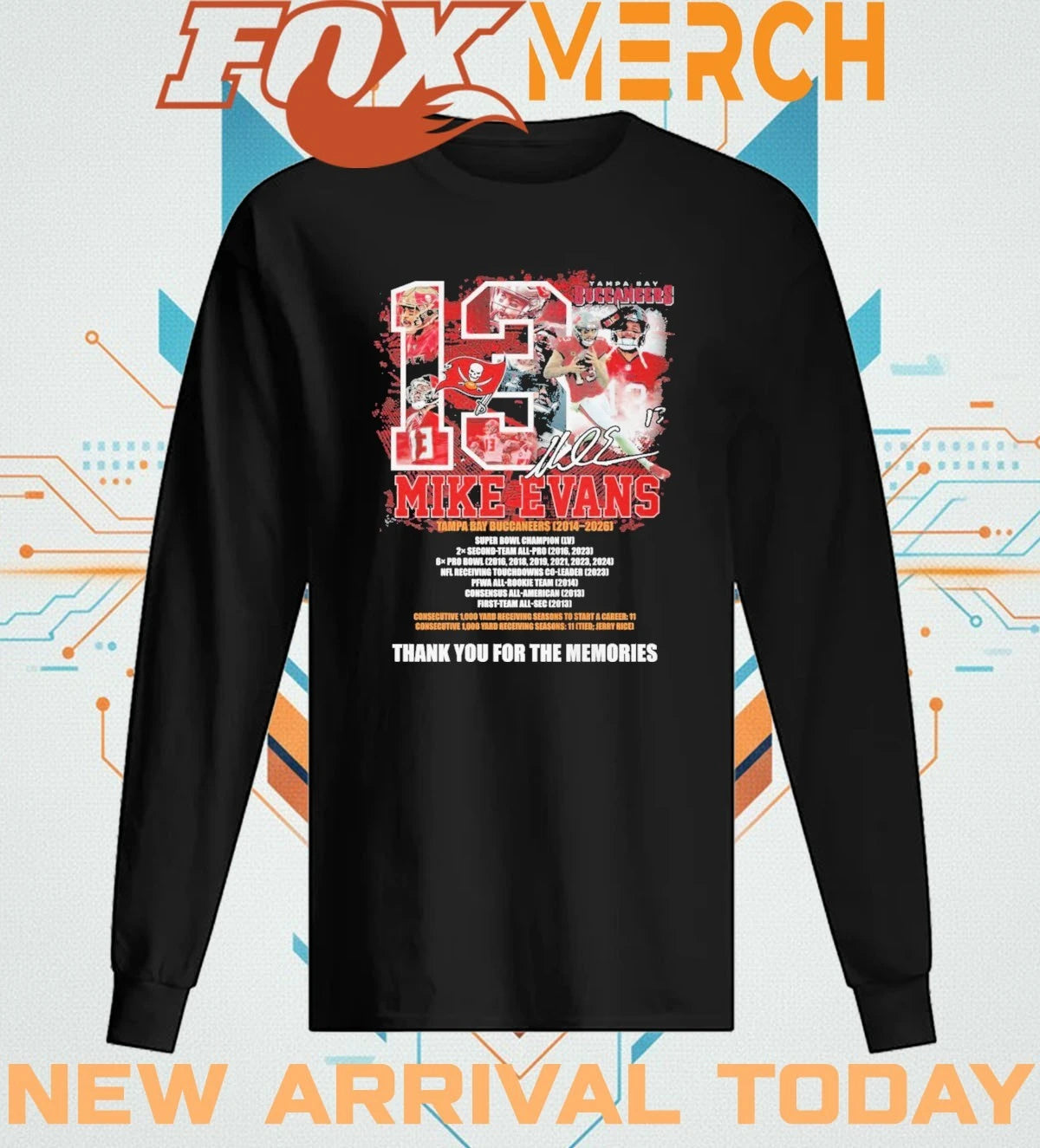 Mike Evans Tampa Bay Buccaneers 2014-2026 thank you for the memories signature t-shirt