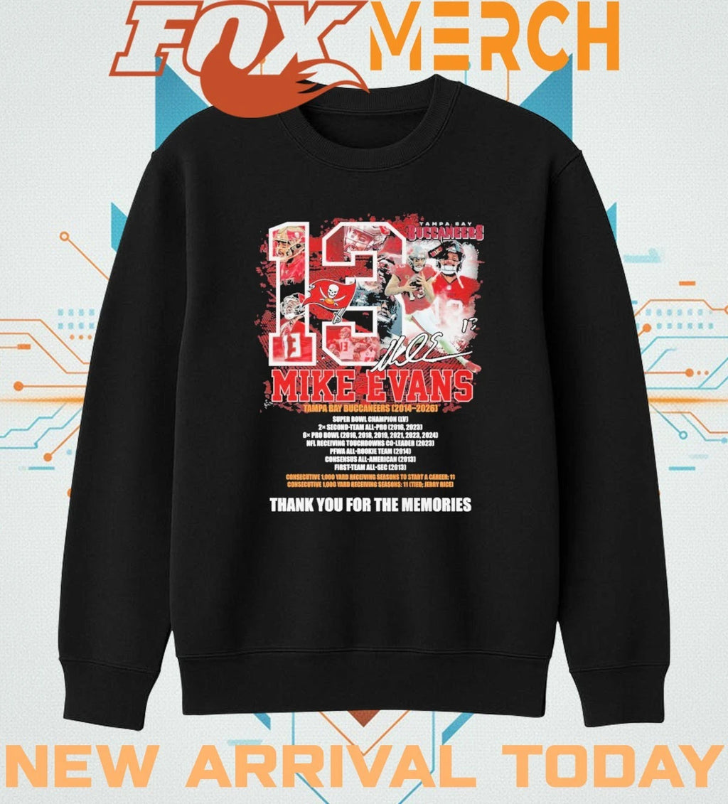 Mike Evans Tampa Bay Buccaneers 2014-2026 thank you for the memories signature t-shirt