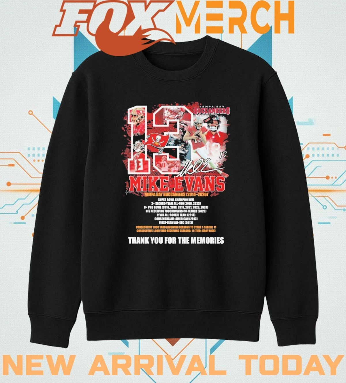Mike Evans Tampa Bay Buccaneers 2014-2026 thank you for the memories signature t-shirt