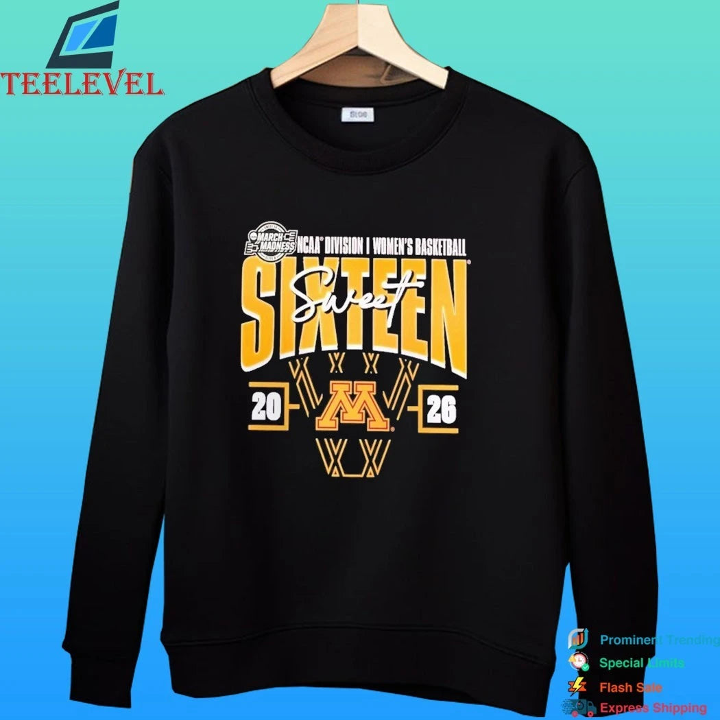 Minnesota Golden Gophers 2026 Ncaa Women’s Basketball Tournament March Madness Sweet 16 Court Shot Shirt