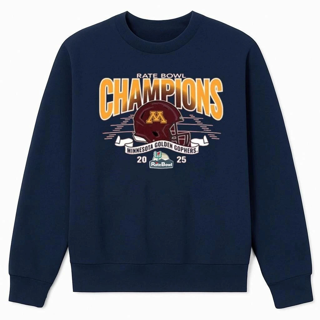 Minnesota Golden Gophers Blue 84 2025 Rate Bowl Football Champions Vintage Maroon Shirt