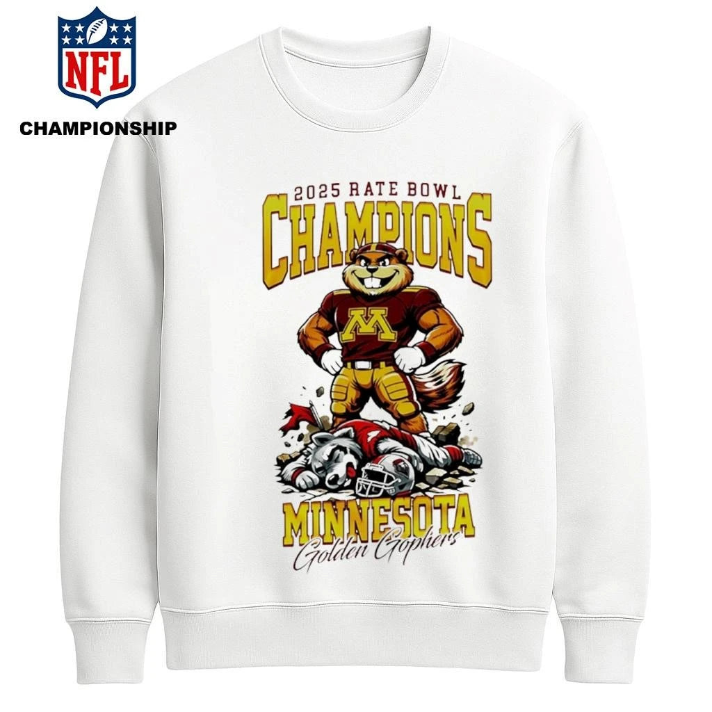 Minnesota Golden Gophers NCAA Rate Bowl Champions 2025 Mascot Shirt