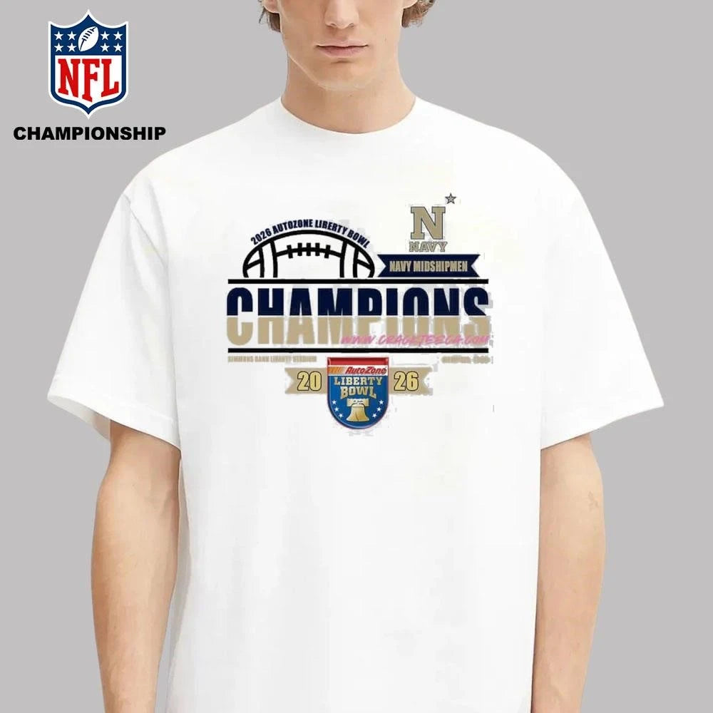 Navy Midshipmen 2026 AutoZone Liberty Bowl Champions Locker Room Bound Shirt