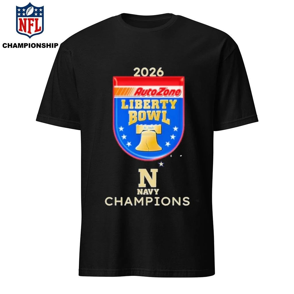 Navy Midshipmen 2026 AutoZone Liberty Bowl Champions Logo Shirt