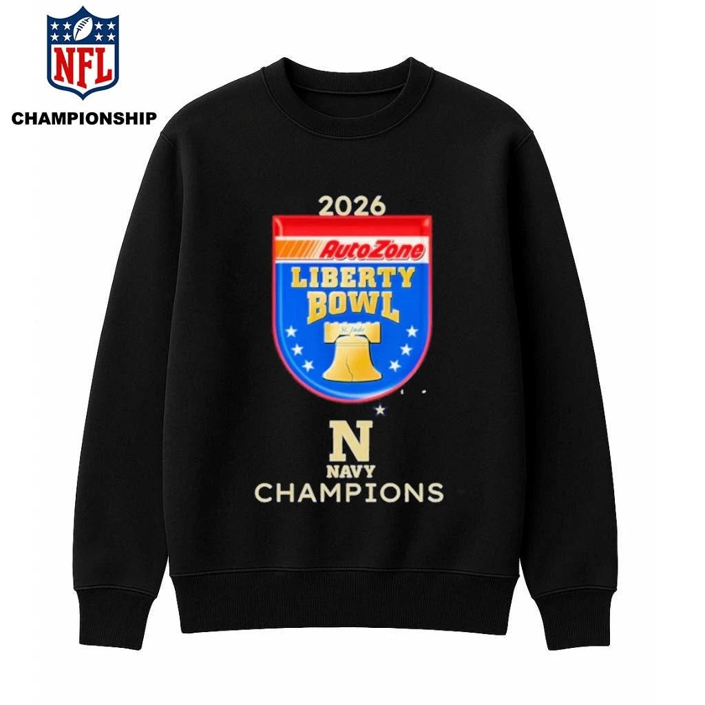 Navy Midshipmen 2026 AutoZone Liberty Bowl Champions Logo Shirt