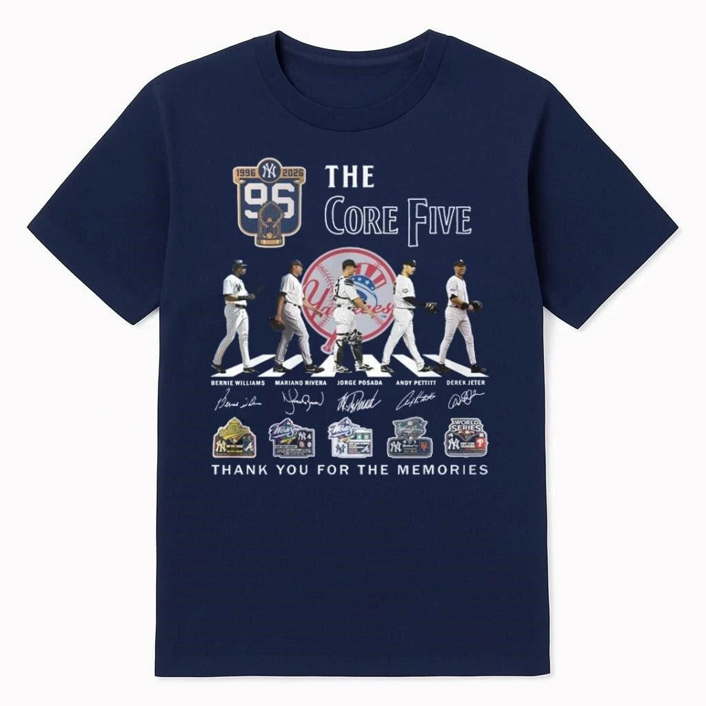 New York Yankees Core Five 1996-2026 Jeter Rivera Petitt Williams Posada Shirt