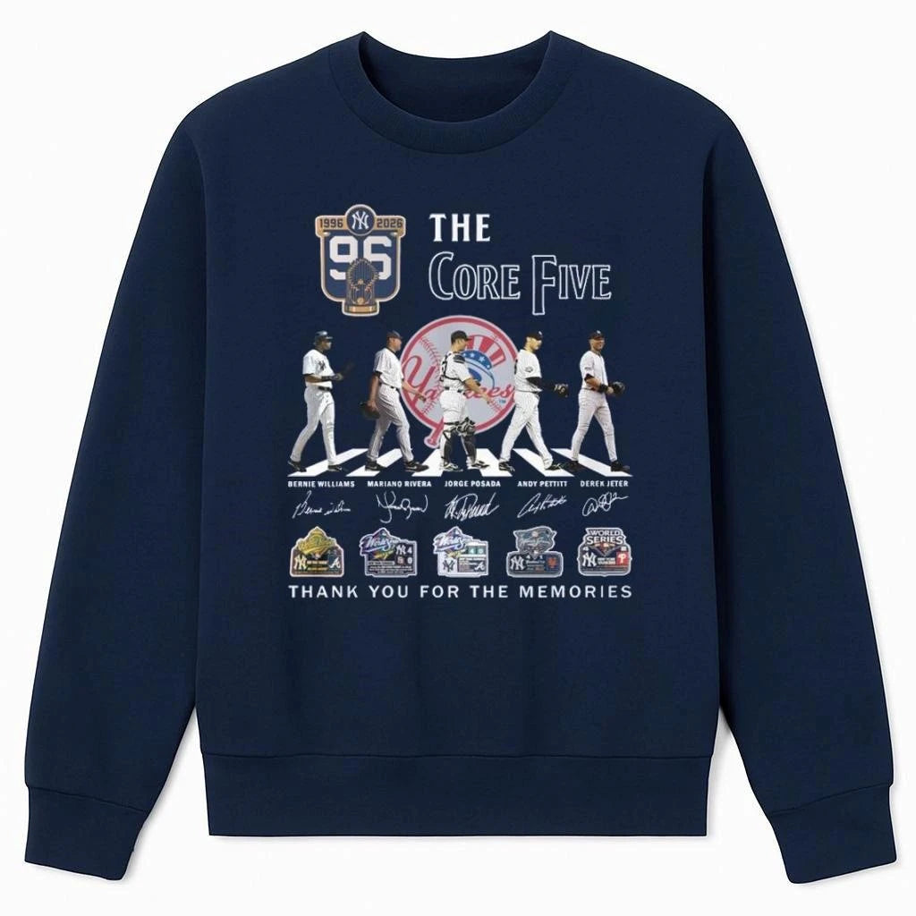 New York Yankees Core Five 1996-2026 Jeter Rivera Petitt Williams Posada Shirt