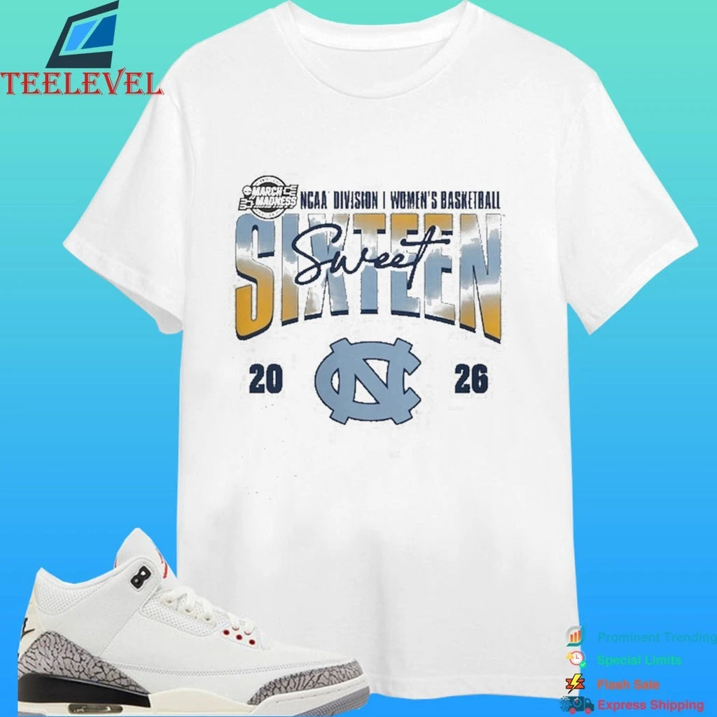 North Carolina Tar Heels 2026 Ncaa Women’s Basketball Tournament March Madness Sweet 16 Court Shot Shirt