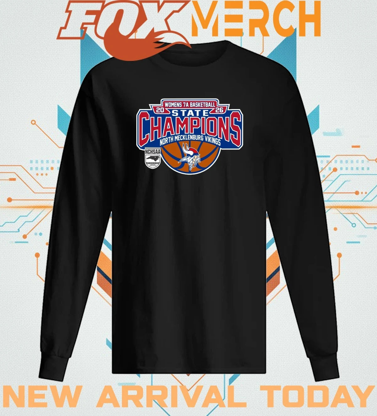 North Mecklenburg Vikings 2026 Women’s 7A Basketball State Champions t-shirt