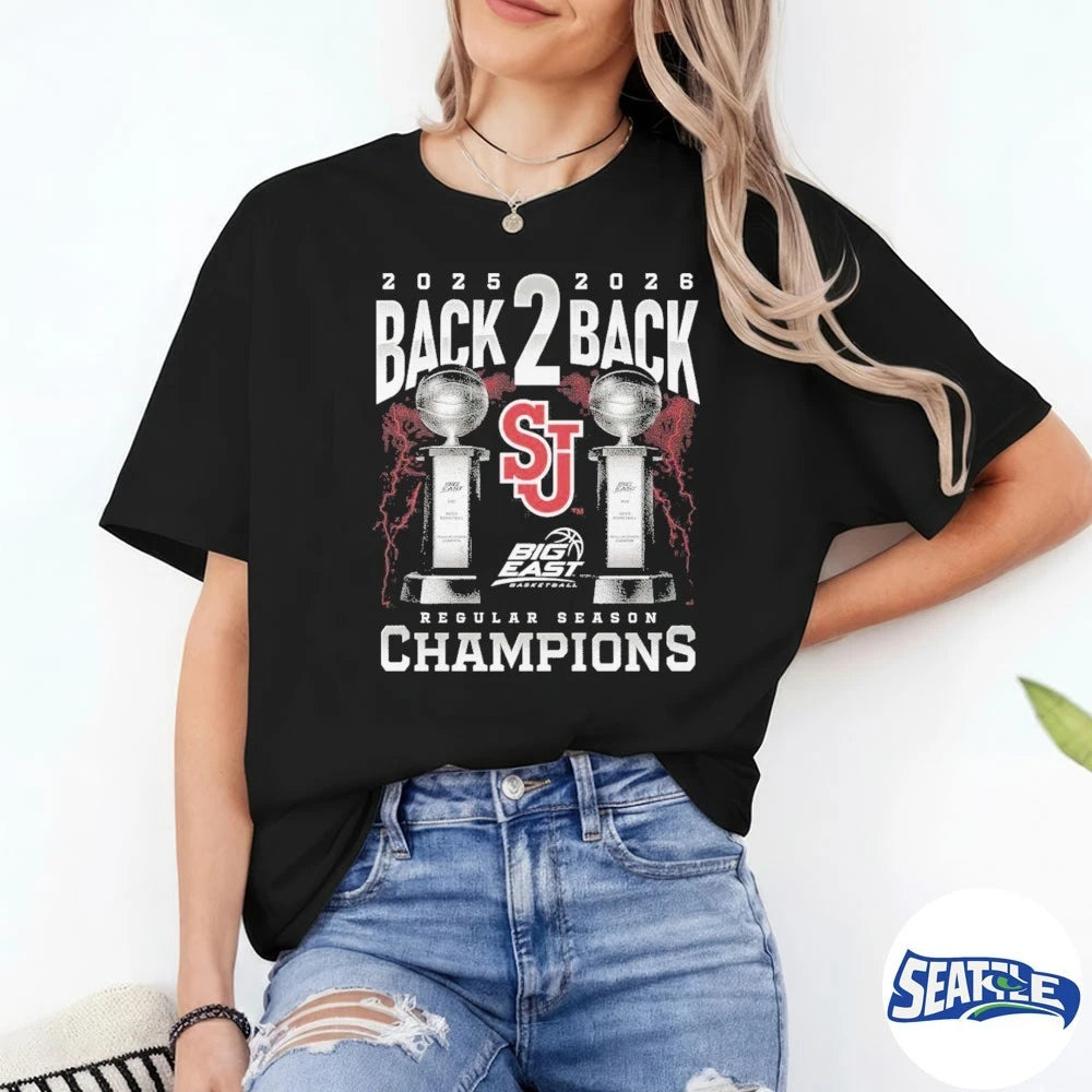 Official 2025-26 Back 2 Back Regular Season Champions St John’s Red Storm Trophy t-shirt