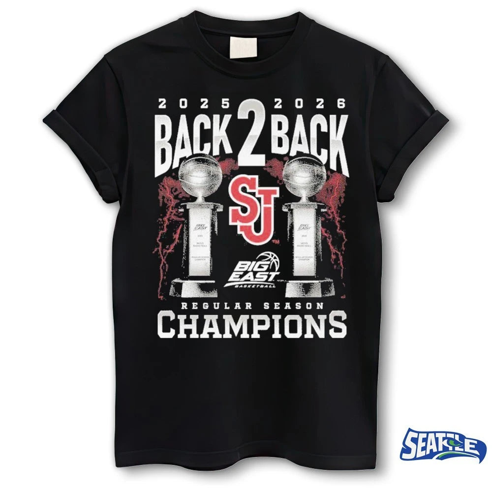 Official 2025-26 Back 2 Back Regular Season Champions St John’s Red Storm Trophy t-shirt