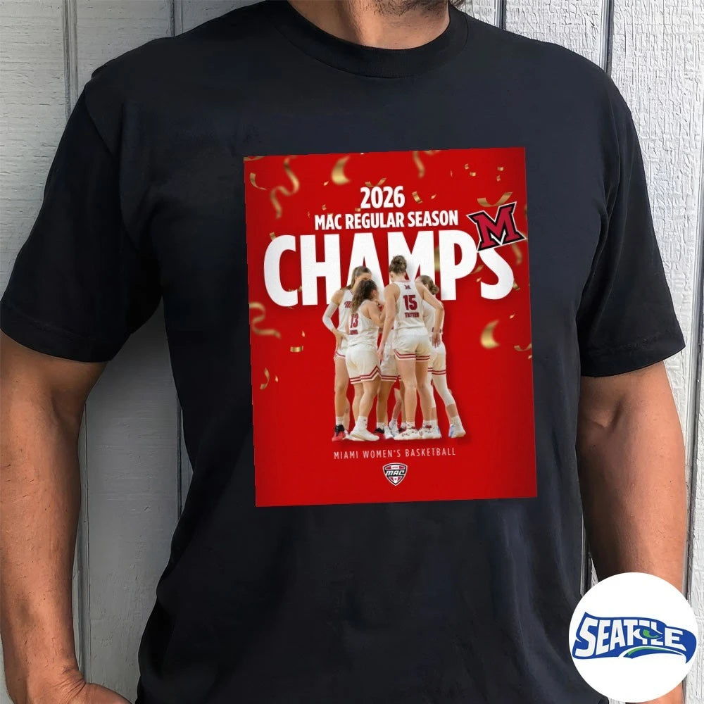 Official 2025-26 MCA Regular Season Champs Miami Women’s Basketball Poster t-shirt