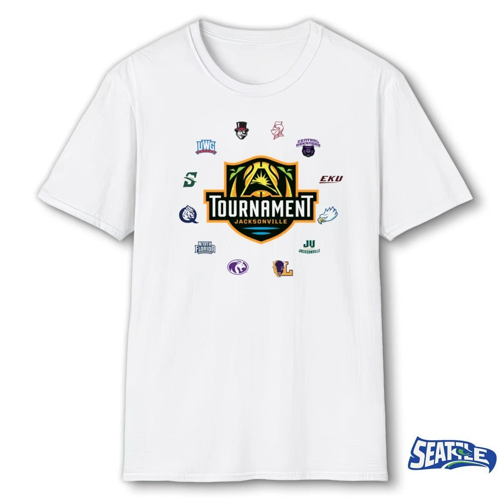 Official 2026 12 Teams Atlantic Sun Conference Basketball Tournament Logos t-shirt