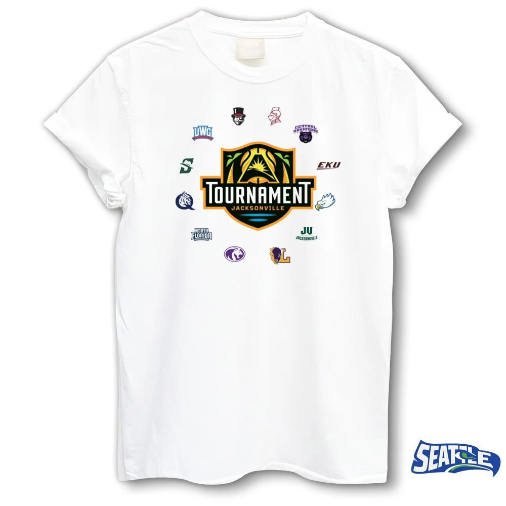 Official 2026 12 Teams Atlantic Sun Conference Basketball Tournament Logos t-shirt