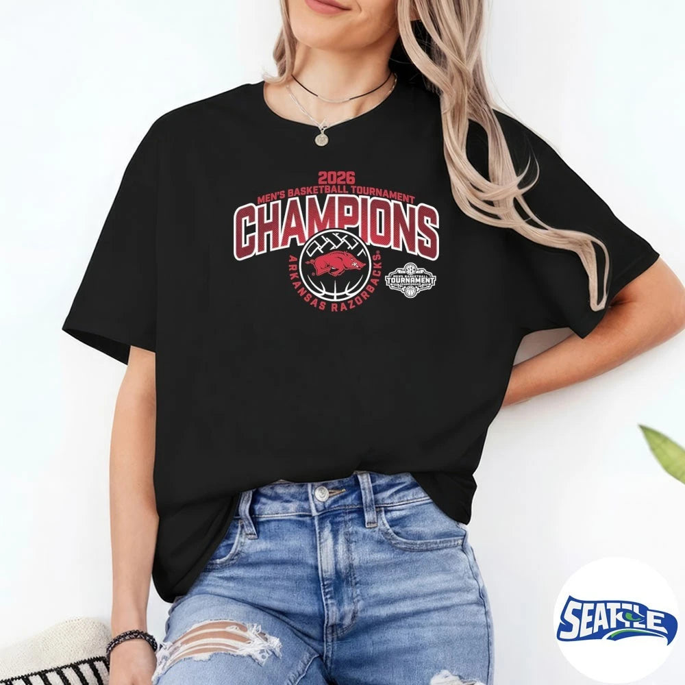 Official 2026 Arkansas Razorbacks SEC Men’s Basketball Tournament Champions t-shirt