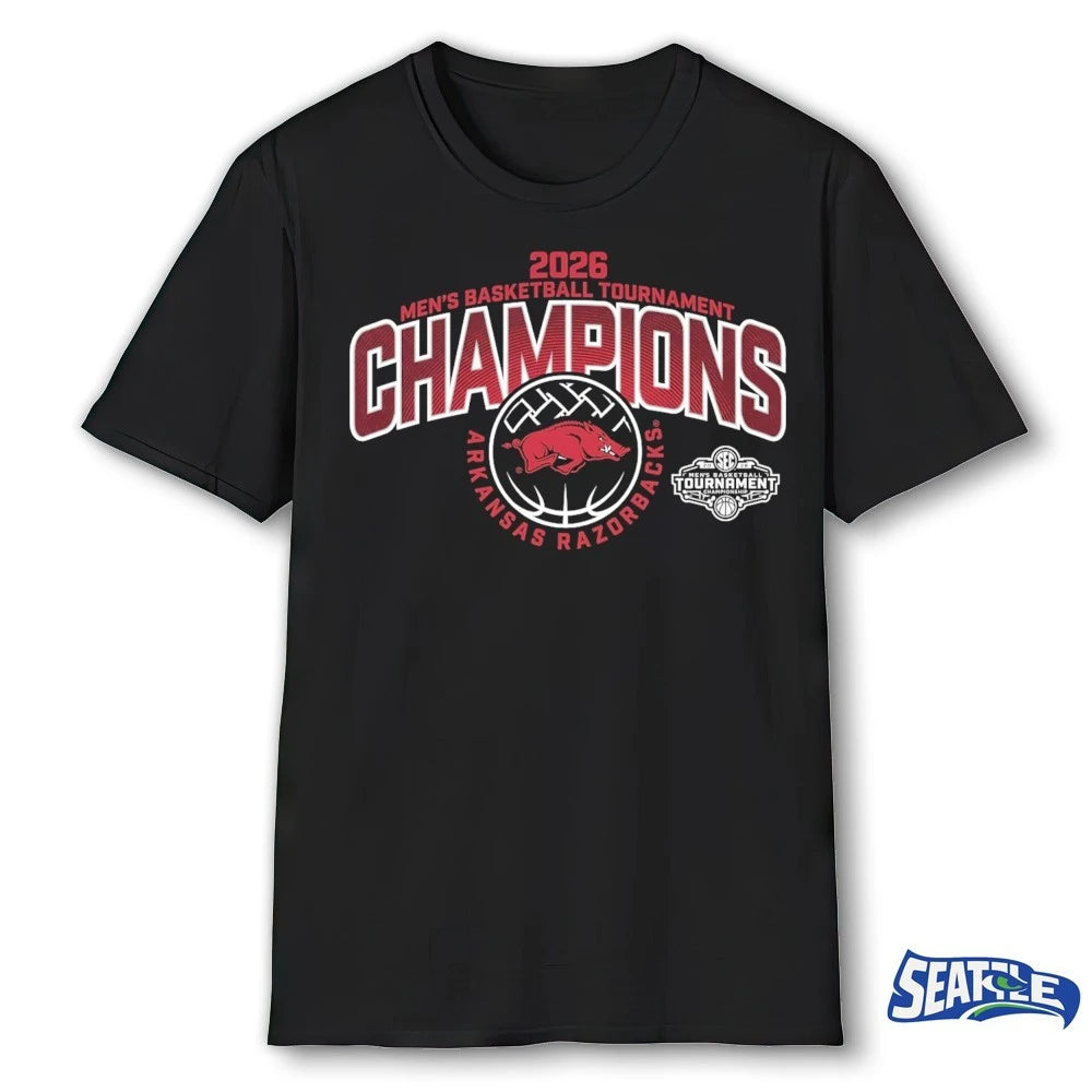Official 2026 Arkansas Razorbacks SEC Men’s Basketball Tournament Champions t-shirt