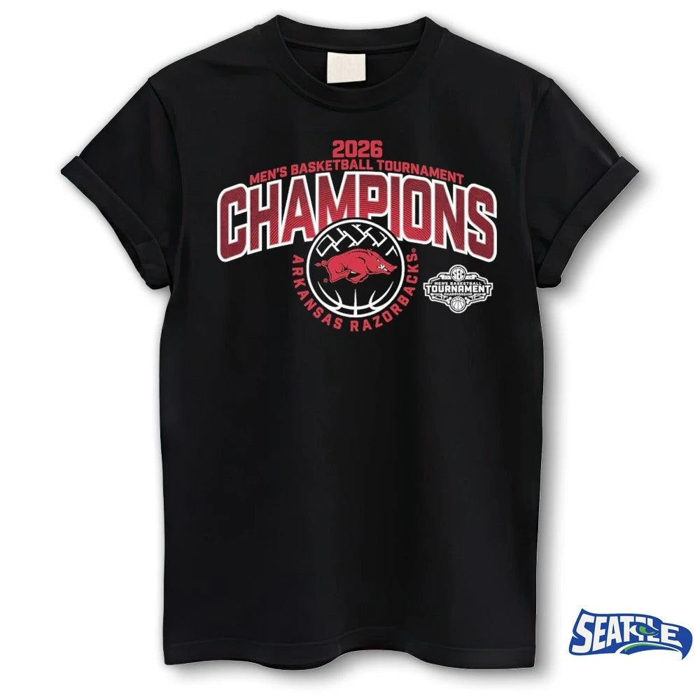 Official 2026 Arkansas Razorbacks SEC Men’s Basketball Tournament Champions t-shirt