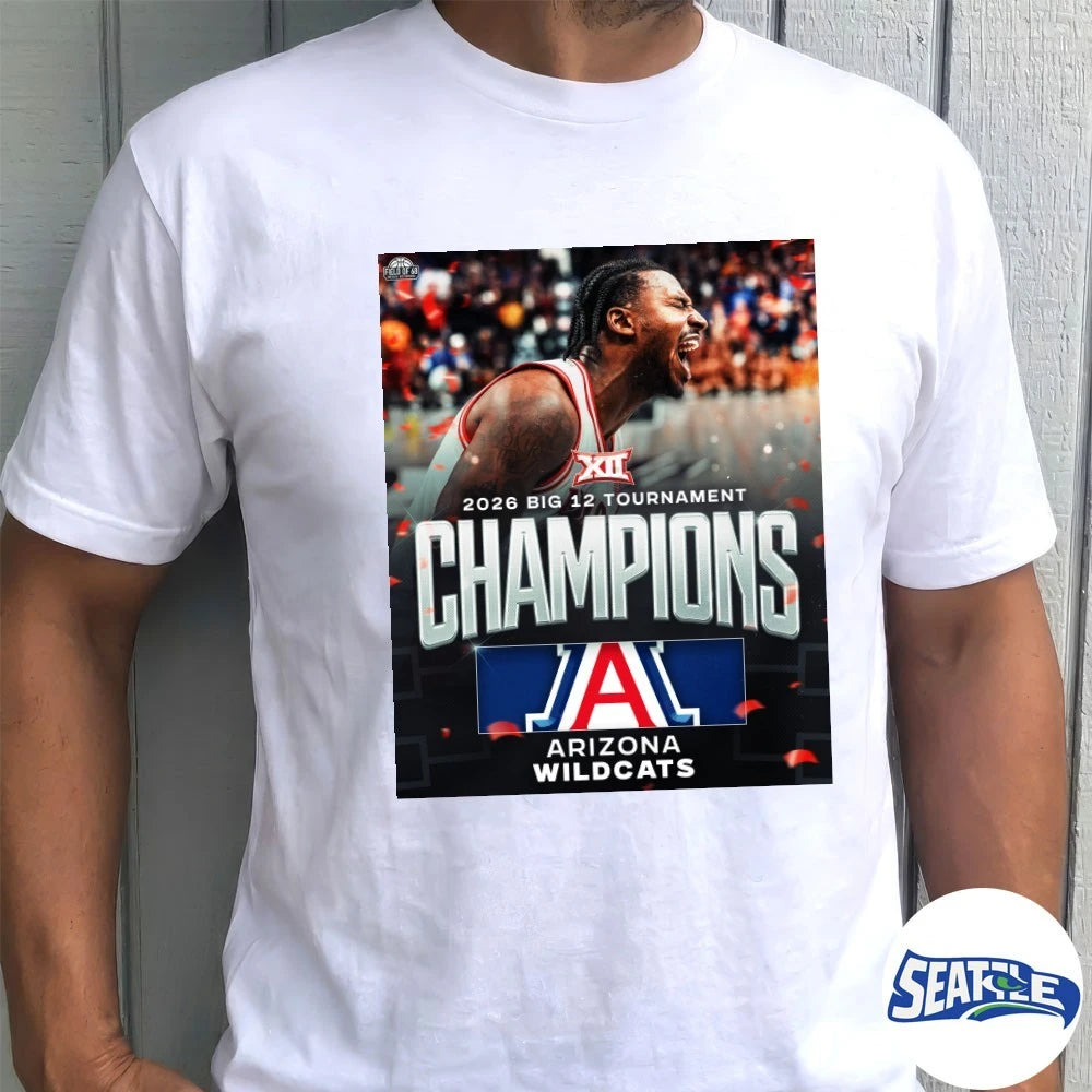 Official 2026 Big 12 Tournament Champions Arizona Wildcats Men’s Basketball Poster t-shirt