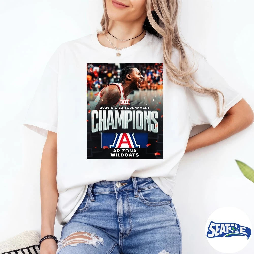 Official 2026 Big 12 Tournament Champions Arizona Wildcats Men’s Basketball Poster t-shirt