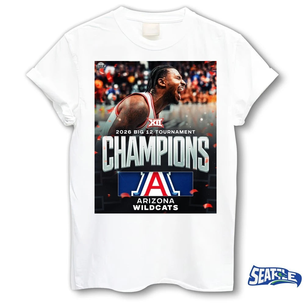 Official 2026 Big 12 Tournament Champions Arizona Wildcats Men’s Basketball Poster t-shirt