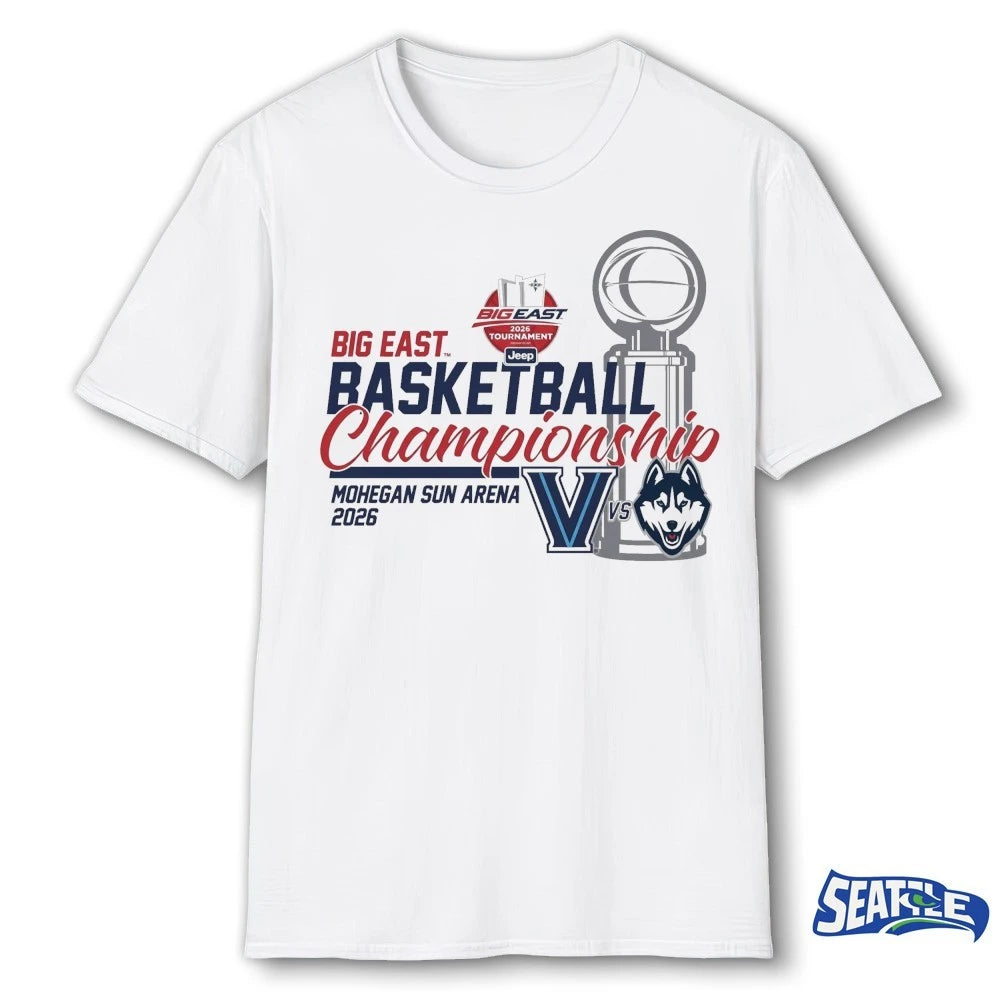 Official 2026 Big East Conference Men’s Basketball Tournament Championship Mohegan Sun Arena Villanova And Uconn t-shirt