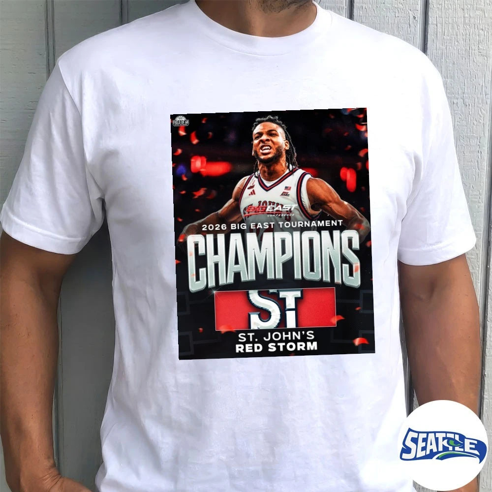 Official 2026 Big East Tournament Champions St. John’s Red Storm Men’s Basketball Poster t-shirt