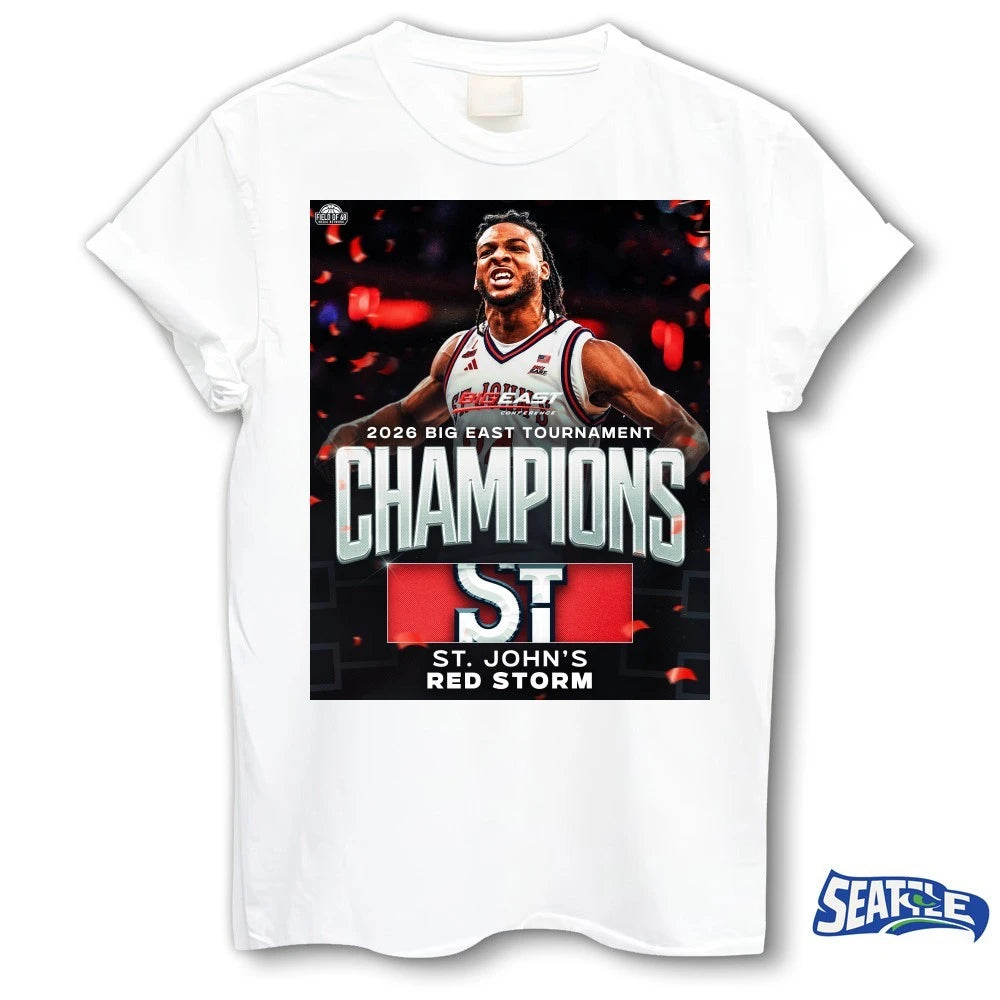 Official 2026 Big East Tournament Champions St. John’s Red Storm Men’s Basketball Poster t-shirt