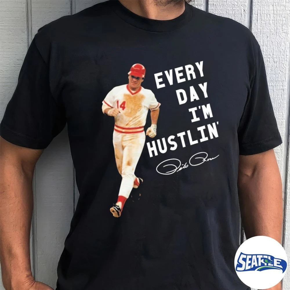 Official 2026 Cincinnati Reds Pete Rose Every Day I’m Hustlin’ Signature t-shirt