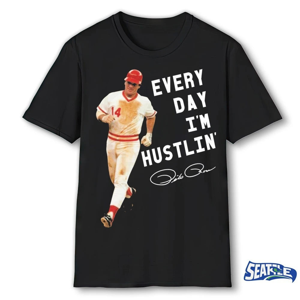 Official 2026 Cincinnati Reds Pete Rose Every Day I’m Hustlin’ Signature t-shirt
