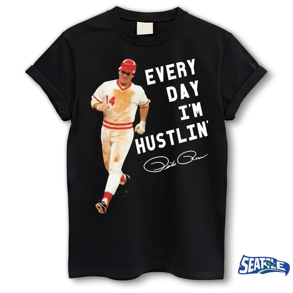 Official 2026 Cincinnati Reds Pete Rose Every Day I’m Hustlin’ Signature t-shirt