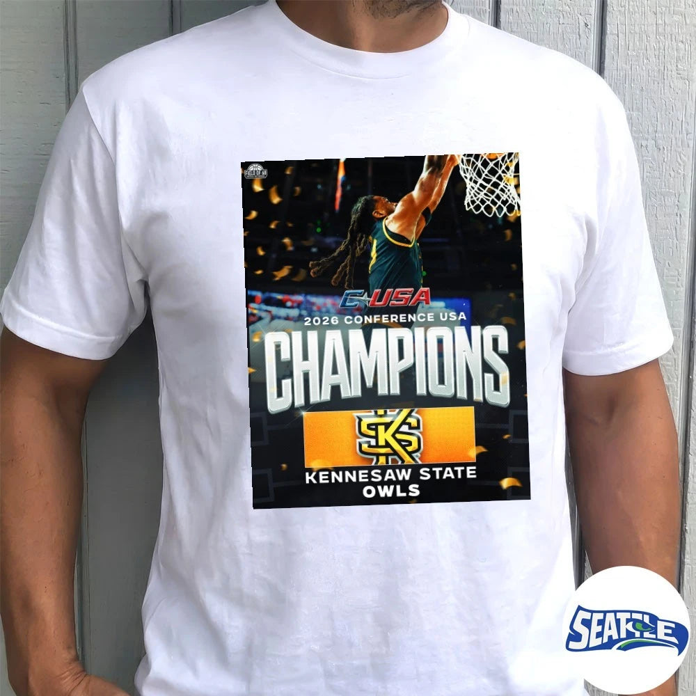 Official 2026 CUSA Conference USA Champions Kennesaw State Owls Men’s Basketball Poster t-shirt