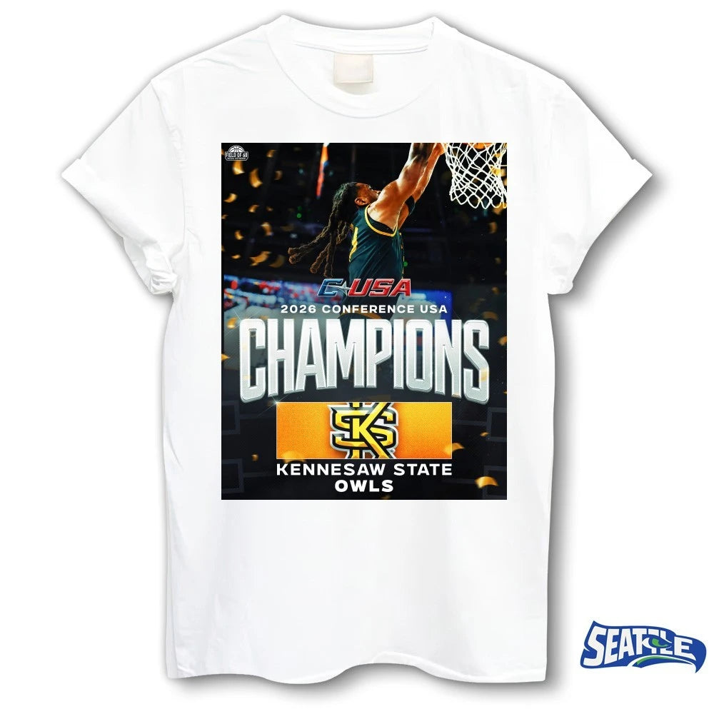Official 2026 CUSA Conference USA Champions Kennesaw State Owls Men’s Basketball Poster t-shirt