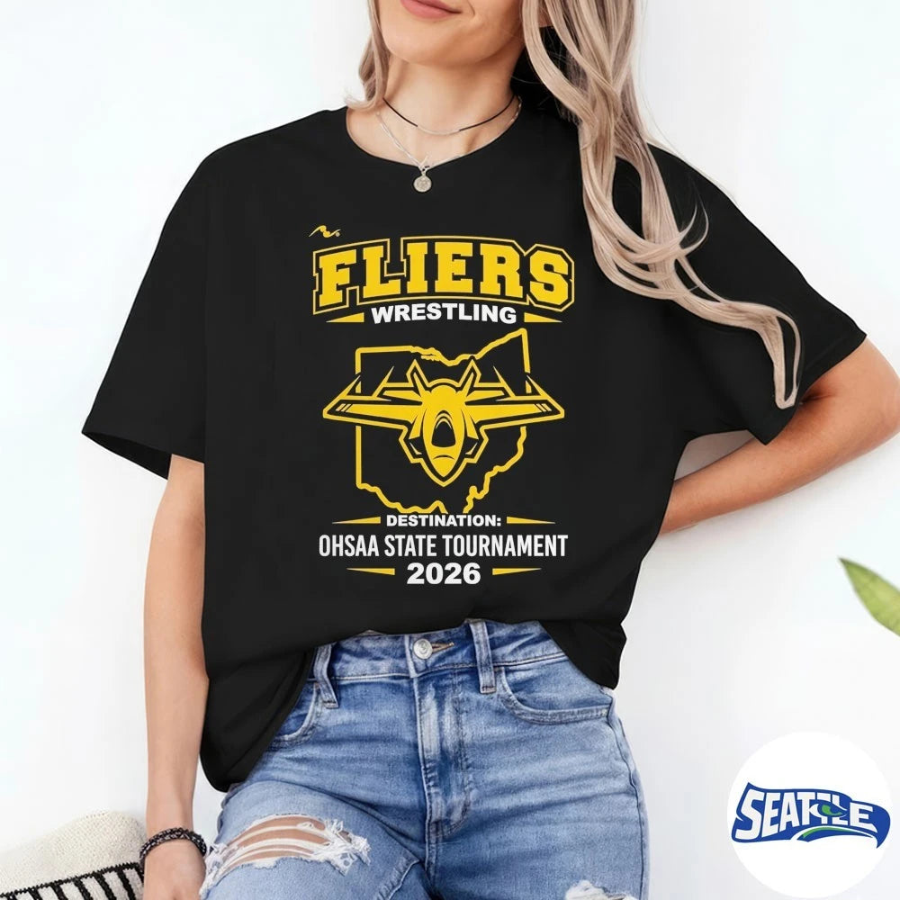 Official 2026 Fliers Wrestling Reach the OHSAA State Tournament t-shirt