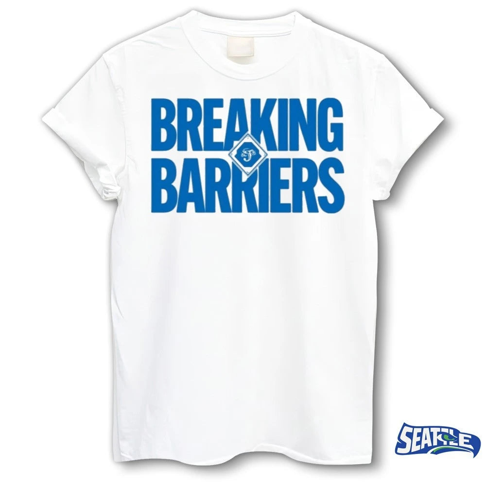 Official 2026 Giveaway Jacksonville Jumbo Shrimp Breaking Barriers t-shirt