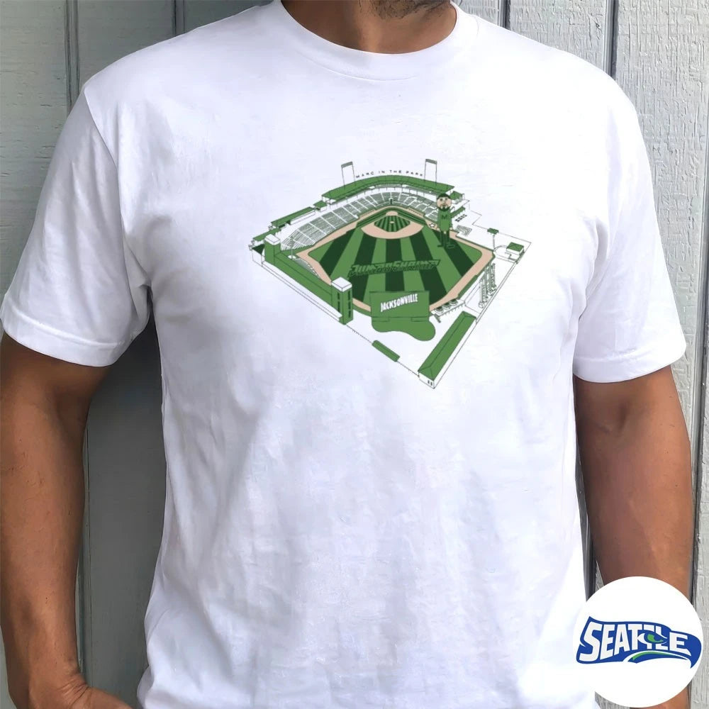Official 2026 Giveaway Jacksonville Jumbo Shrimp Marc in the Parc t-shirt