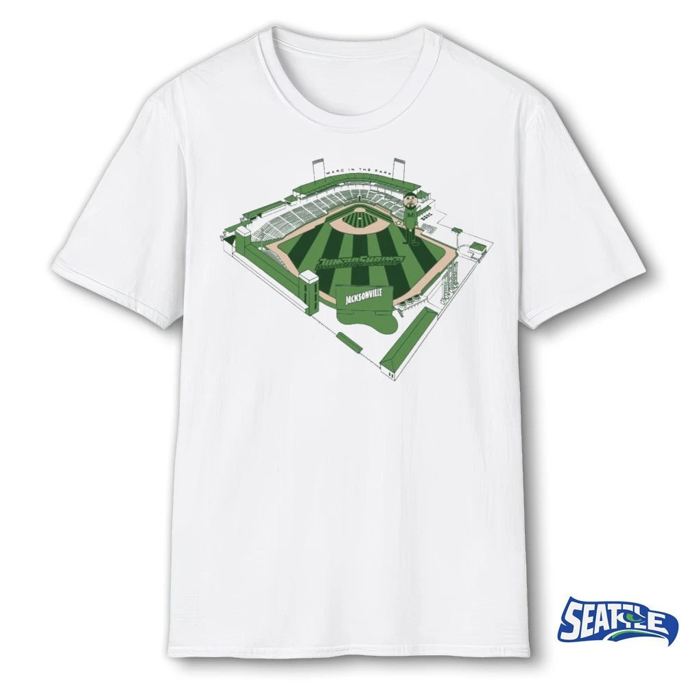 Official 2026 Giveaway Jacksonville Jumbo Shrimp Marc in the Parc t-shirt