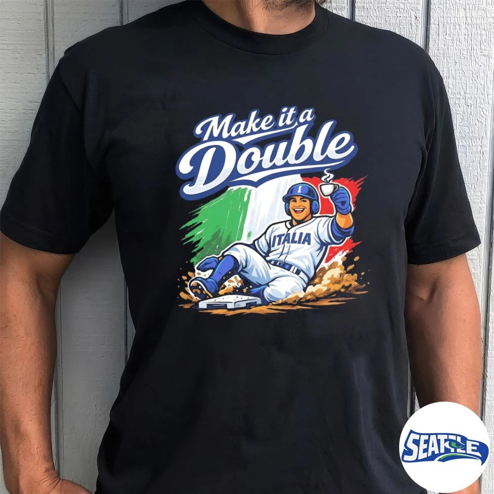 Official 2026 Make It A Double Italia Baseball Graphic t-shirt