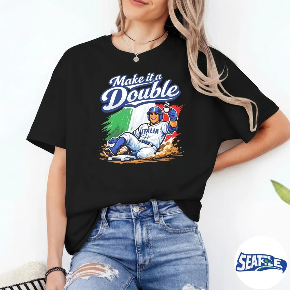 Official 2026 Make It A Double Italia Baseball Graphic t-shirt