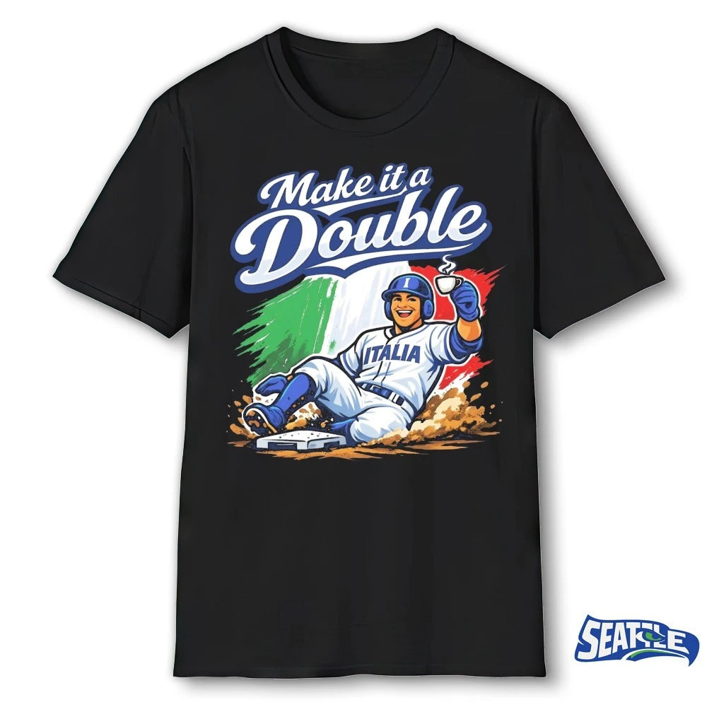 Official 2026 Make It A Double Italia Baseball Graphic t-shirt