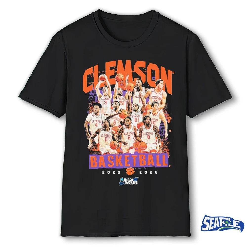 Official 2026 NCAA Men’s Basketball March Madness Clemson Team Collage Fan t-shirt