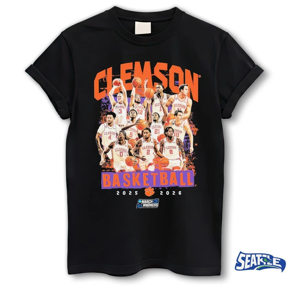 Official 2026 NCAA Men’s Basketball March Madness Clemson Team Collage Fan t-shirt