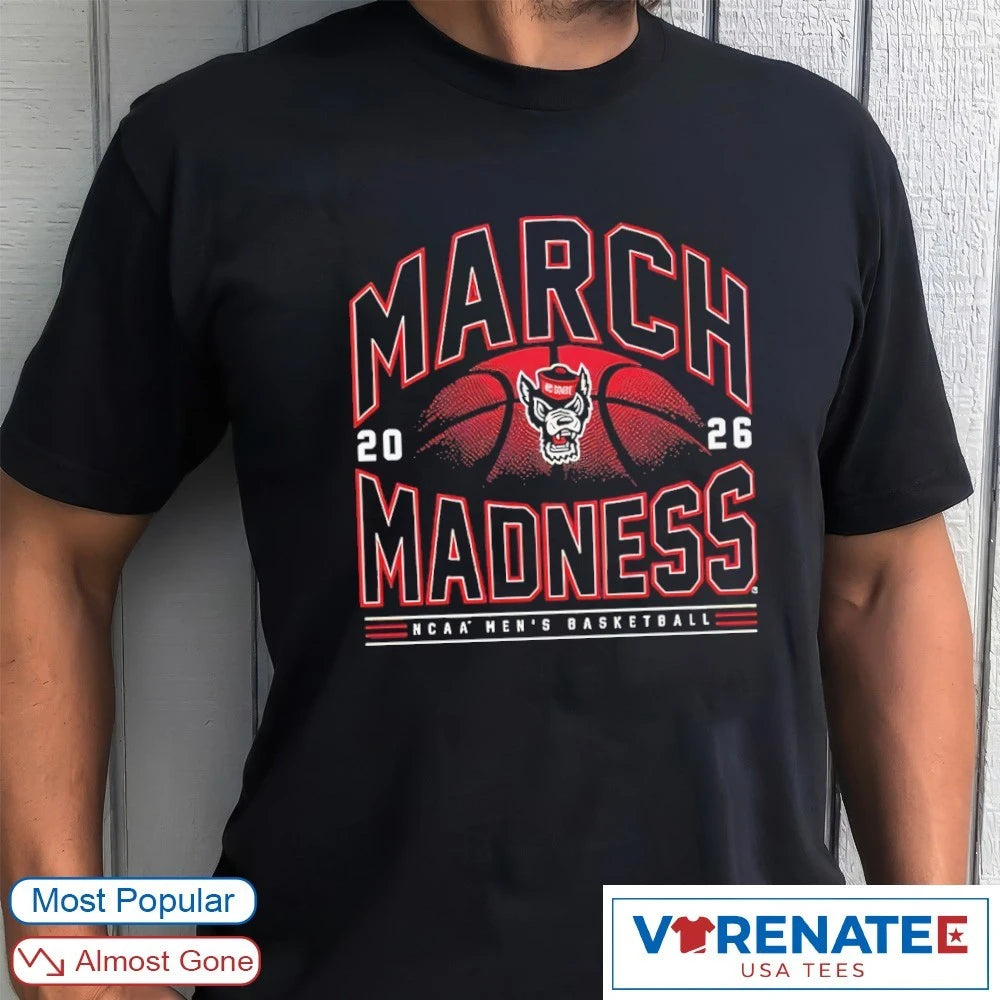 Official 2026 NCAA Men’s Basketball March Madness NC State Fan T-Shirt